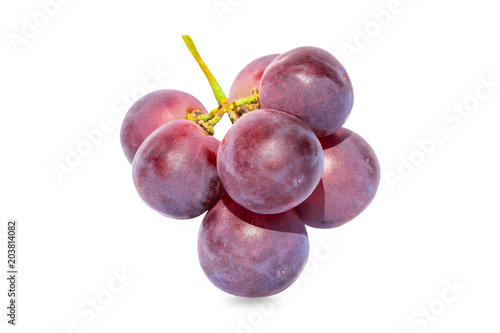 Brush ripe fresh red grapes isolated on white background 