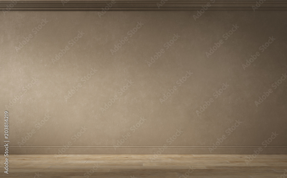 Empty room with wood flooring and brown wall. 3d illustration Empty room with wood flooring and brown wall. 3d illustration