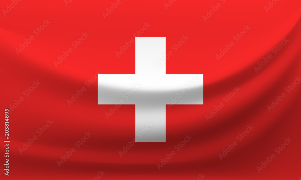 Waving national flag of Switzerland. Vector illustration Waving national flag of Switzerland. Vector illustration