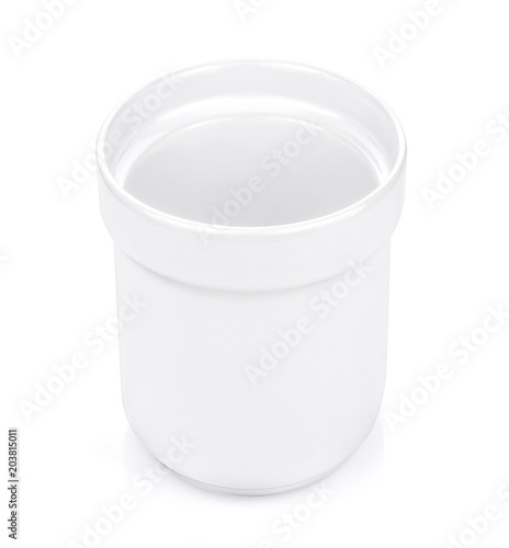 white cup of coffee isolated on white background