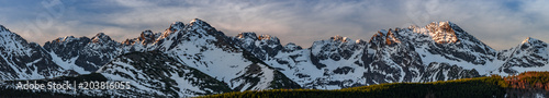 Tatra mountains panorama, sunrsie spring, Poland landscape