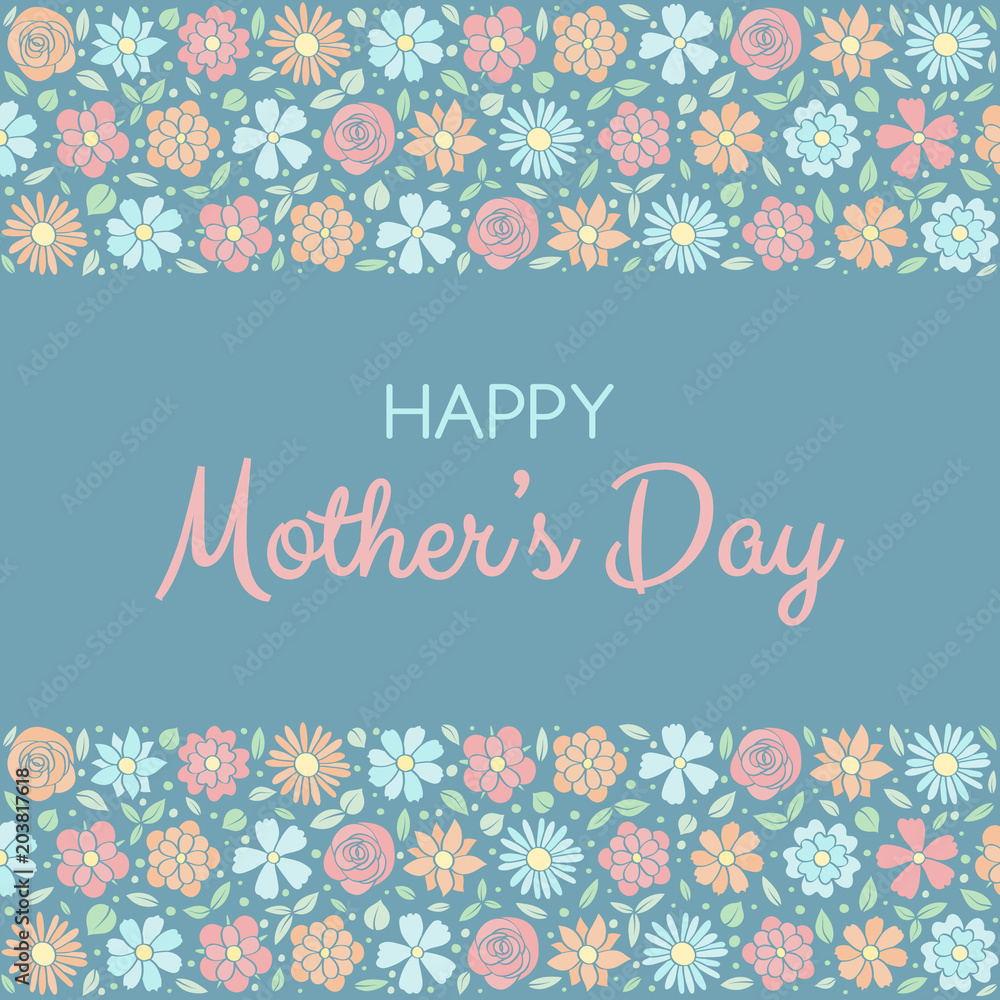 Multicolored card for Mother's Day - floral concept. Vector.
