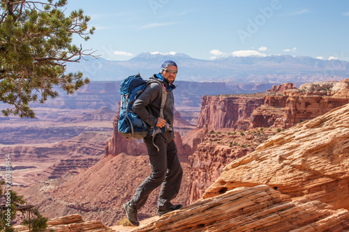 Hiker in Canyonlands National park in Utah, USA