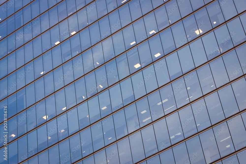 Angle view of office building windows front facade in Santiago, Chile Angle view of office building windows front facade in Santiago, Chile