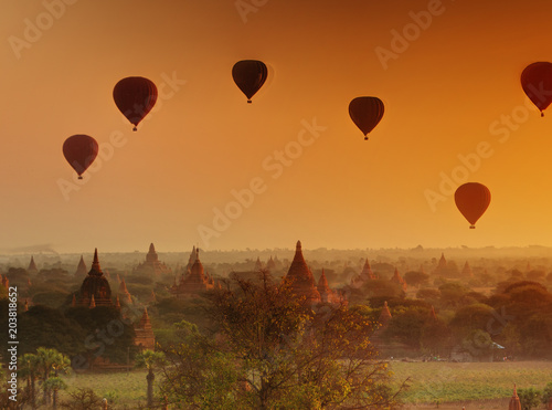 Bagan historic site during the sunrise, Myanmar