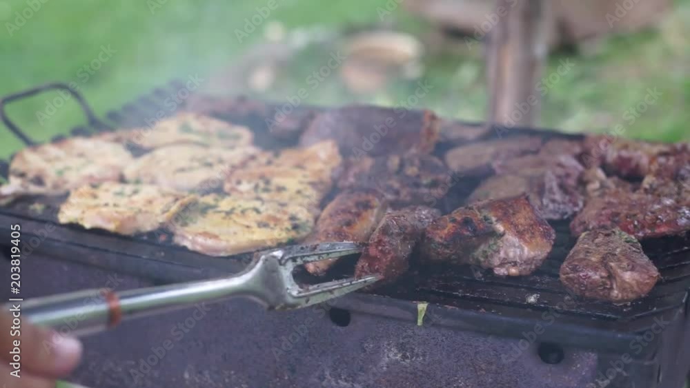 Grill, Frying Fresh Meat, Chicken Barbecue Grill, Frying Fresh Meat, Chicken Barbecue