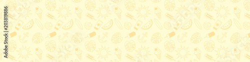 Summer banner with cute hand drawn icons. Vector.