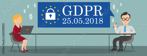 Consulting Woman Notebook Businessman Table GDPR