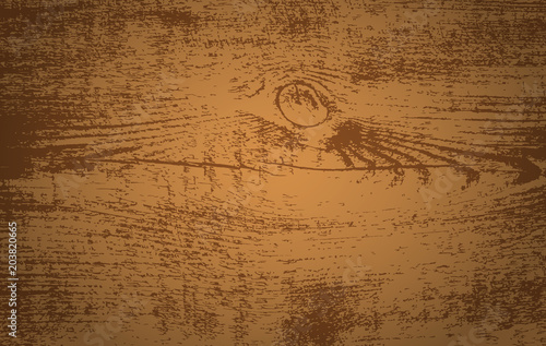 Brown wooden plank, table top, floor surface. Cutting chopping board. Wood texture. Vector illustration.