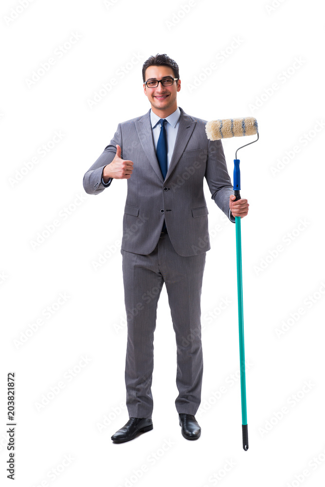 Businessman painter isolated on white background Businessman painter isolated on white background