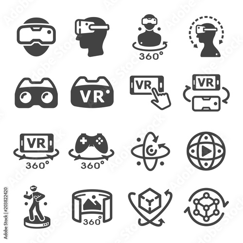 virtual reality technology icon set
