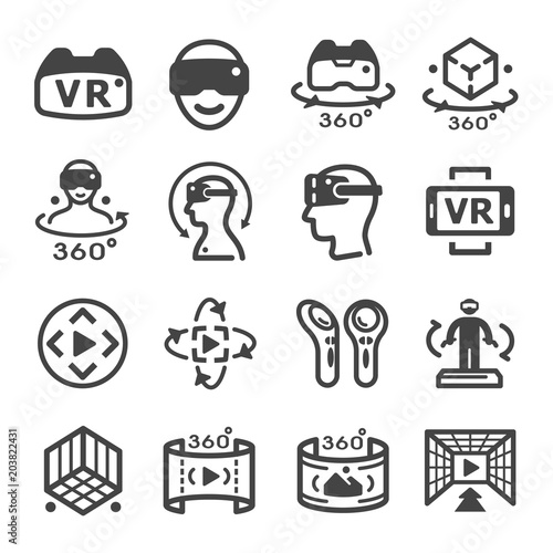 virtual reality technology icon set