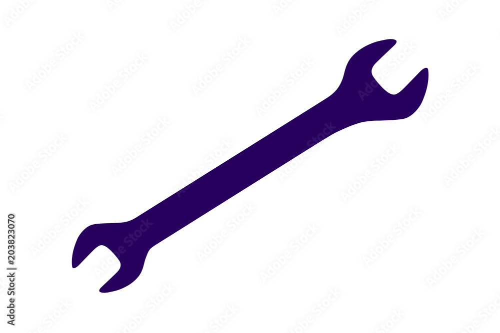 Vector dark blue double open ended wrench spanner on white background Vector dark blue double open ended wrench spanner on white background