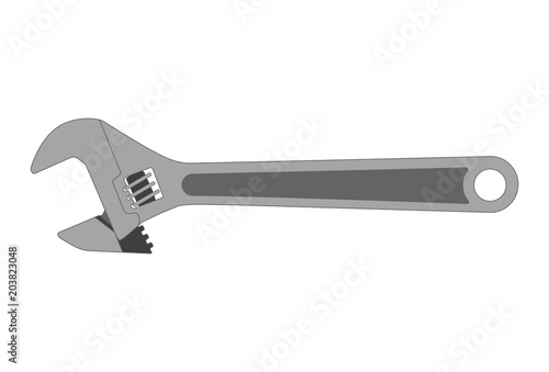 Vector silver adjustable wrench spanner on white background