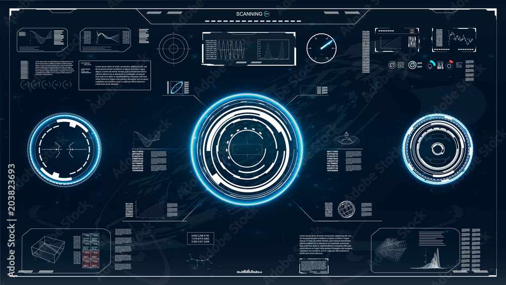 Radar screen. HUD. Futuristic user interface.Vector illustration for your design. hi-tech main. 