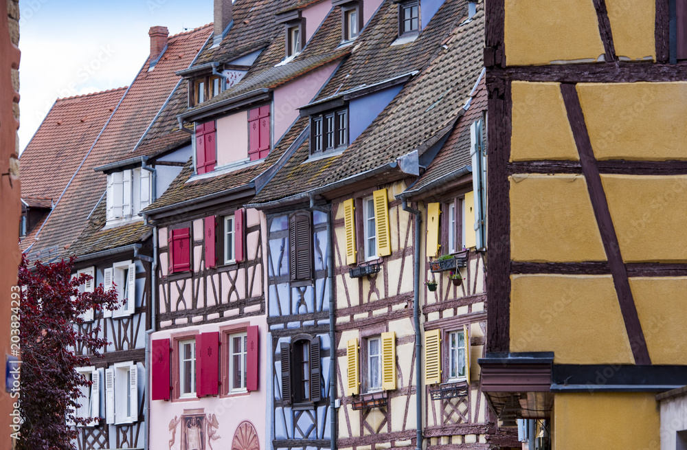 Amazing traditional old houses in a small town Colmar in France