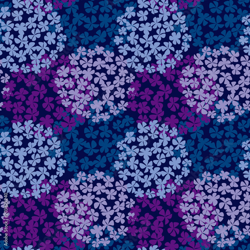 deep blue hydrangea bouquet seamless pattern.