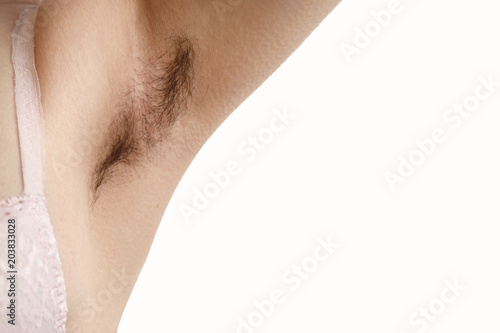 Photos hairy armpit, isolated on white background, close-up, unshaven,  a lot of hair o
