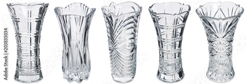 Bild auf Leinwand Set of glass vase with a pattern, isolated on white background