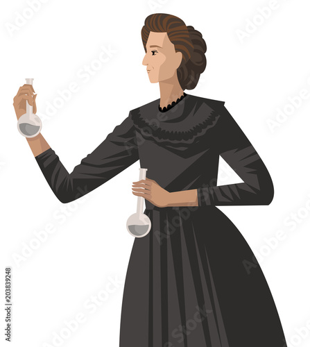 great female scientist testing radiation
