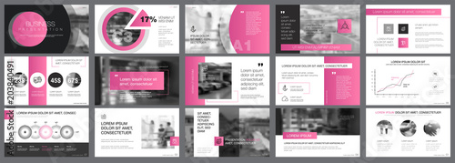 Pink and grey consulting or marketing concept infographics set