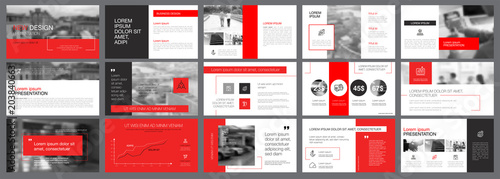 Red, white and grey infographic elements for presentation