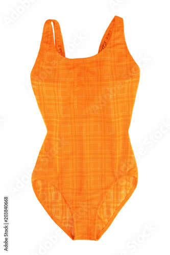 Canvas Print Orange swimsuit isolated on white background
