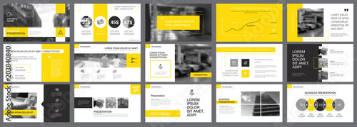 Yellow and black statistics or marketing concept infographic set
