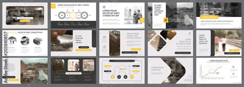 Yellow, grey and white infographic design elements