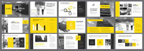Yellow, white and grey infographic elements for presentation