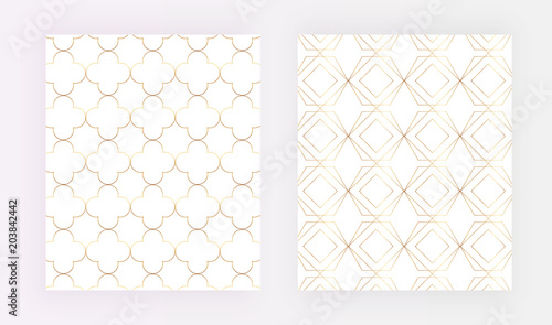 Cover design with gold lines, geometric modern patterns. Golden texture.