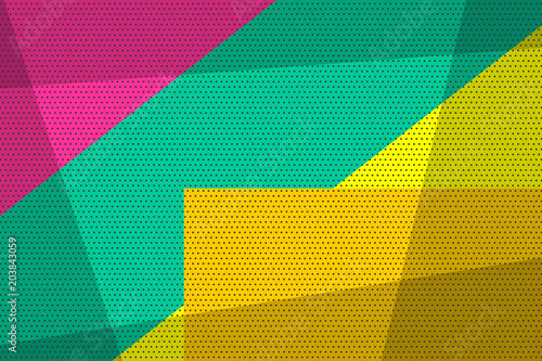 Pop art vintage geometric background. Halftone comic book backdrop old poster. Colored cartoon vector illustration. Retro design template. Graphic texture grunge poster.