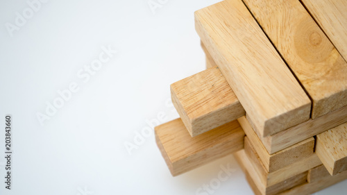wood block on white background. Wooden Tower game isolate on white background