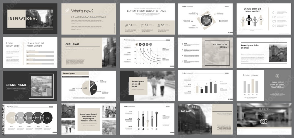 Black and grey marketing or planning concept infographics set - obrazy, fototapety, plakaty 