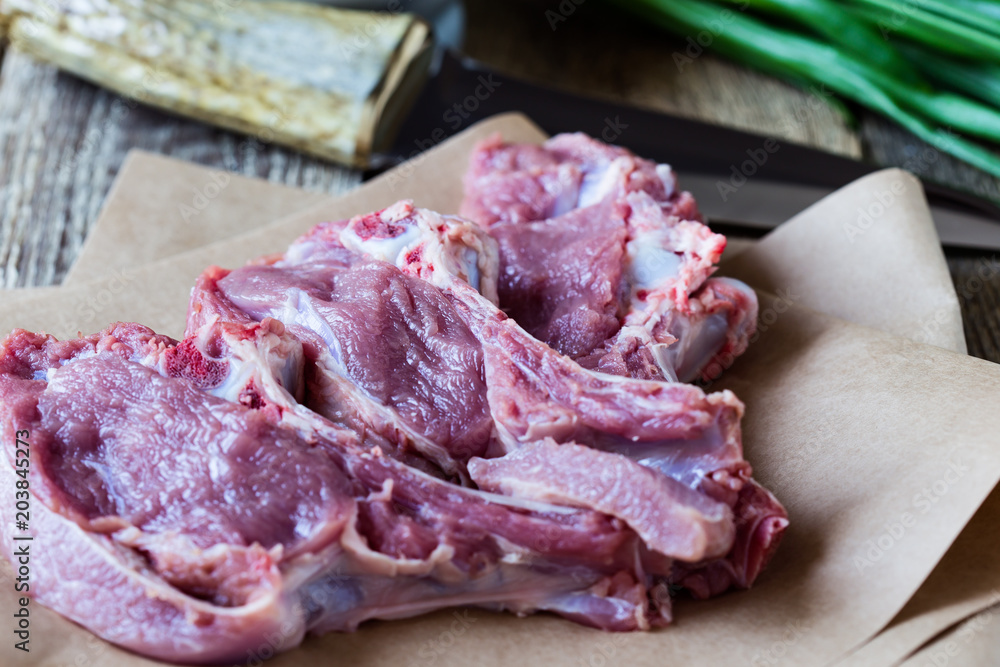Raw uncooked veal chops