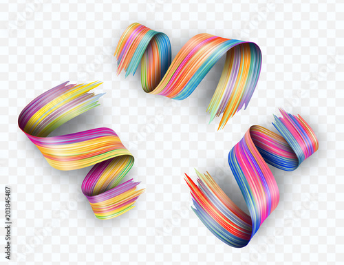 3d abstract liquid fluid design. Colorful twisted brush stroke, smear wave, splash curl of paint