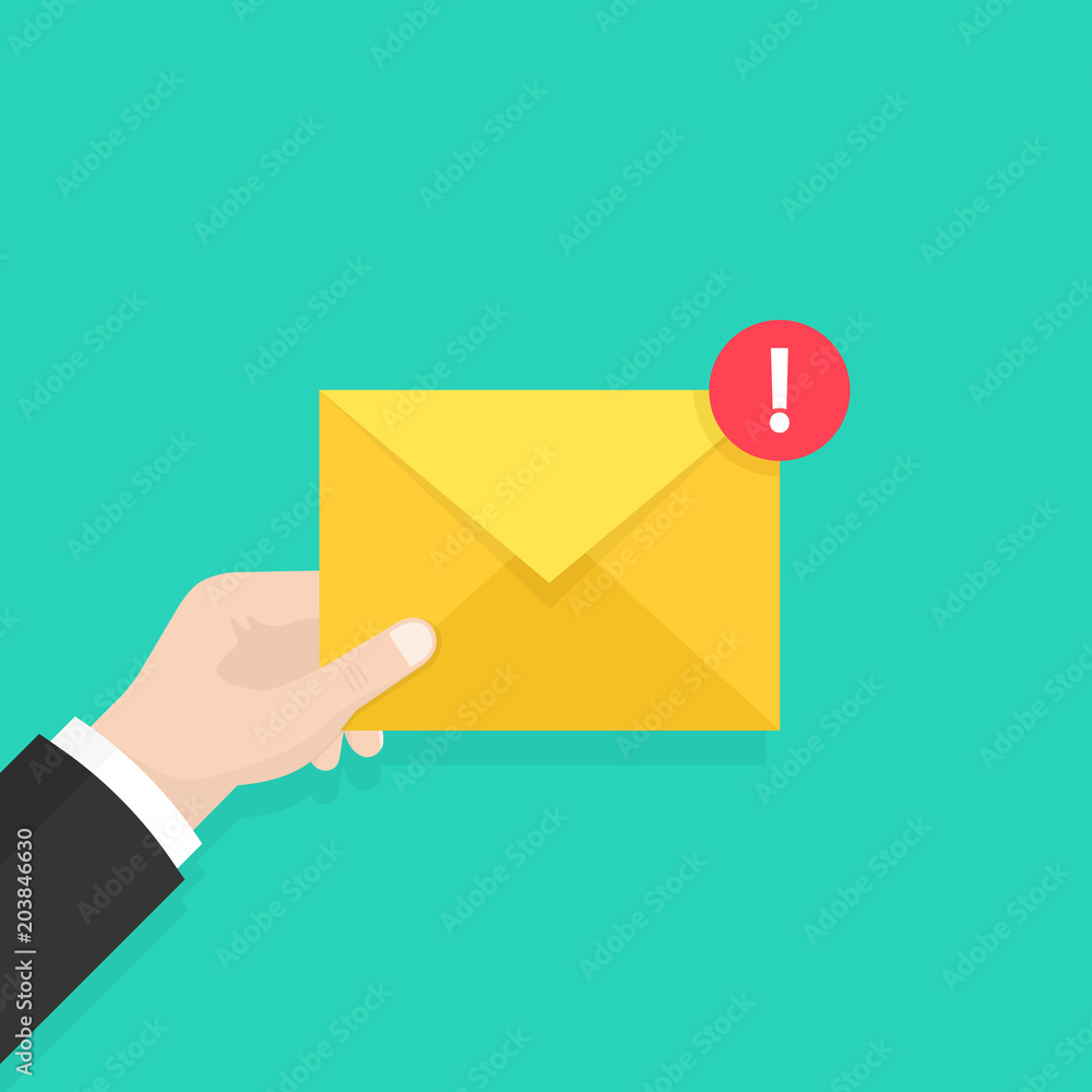 Email message concept. New, incoming message, sms. Hand holding envelope, letter. Delivery of messages. Vector illustration. Email message concept. New, incoming message, sms. Hand holding envelope, letter. Delivery of messages. Vector illustration.