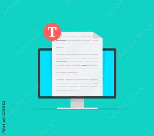 Creative writing or online education, storytelling, copywriting concept, editing text document, distant learning. Correct errors Proofreader checks transcription written text. Vector illustration.