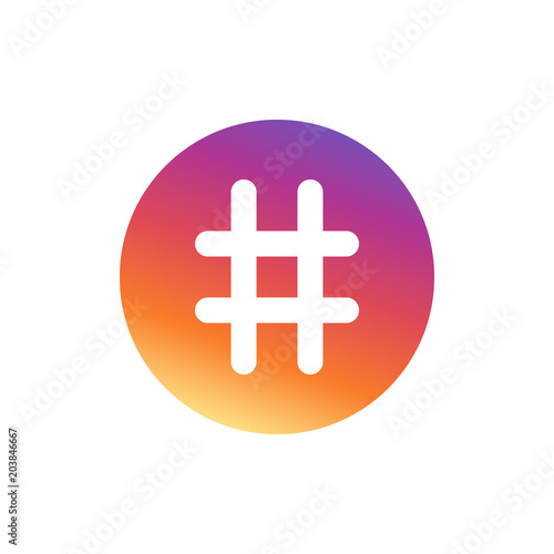 Hashtag. Number sign, hash, or pound sign. Vector Illustration.