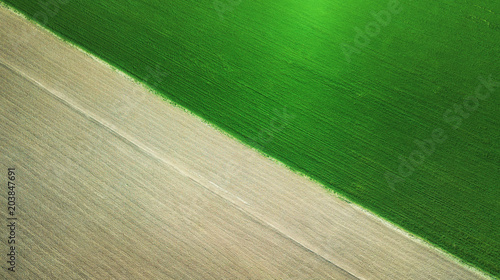 Field as a background. Agricultural landscape from air