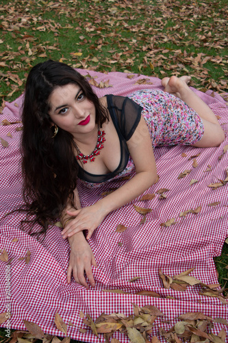 Gorgeous young latina relaxy in the park