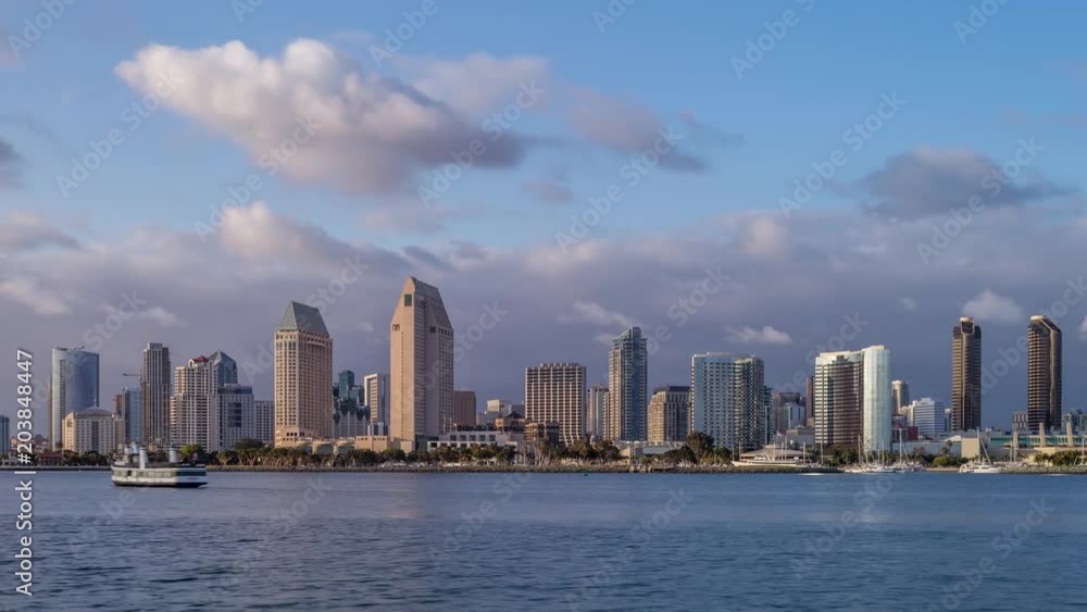 Downtown San Diego Skyline with Clouds Day Timelapse Downtown San Diego Skyline with Clouds Day Timelapse