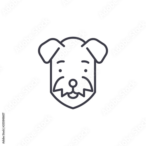 airedale  vector line icon, sign, illustration on white background, editable strokes