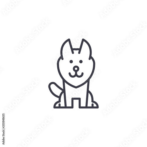 alaskan malamute vector line icon, sign, illustration on white background, editable strokes