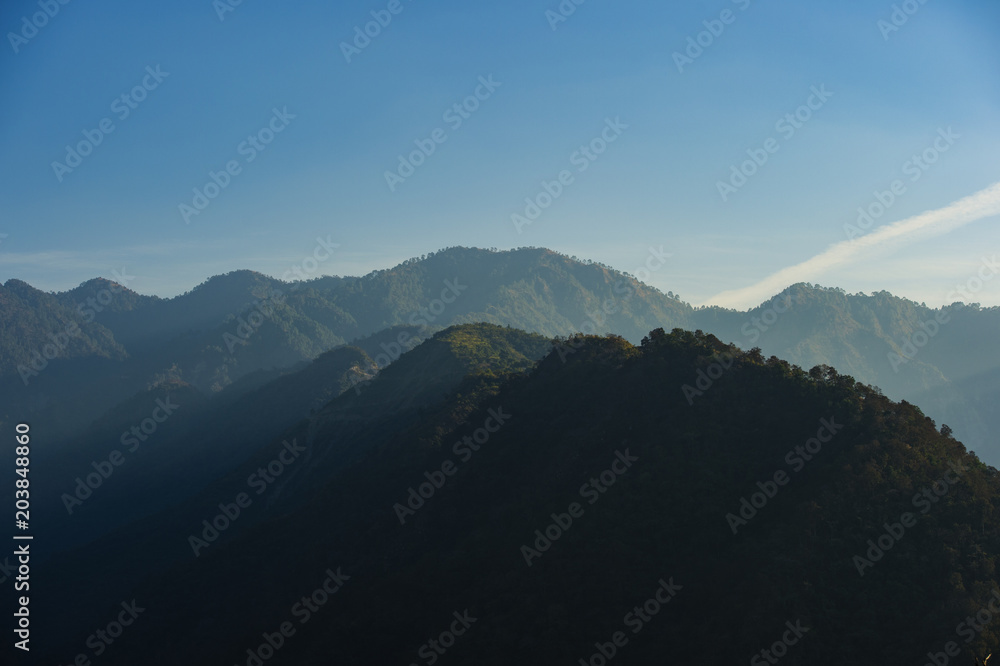 Wonderful green peaks of some mountains in Rishikesh, India
