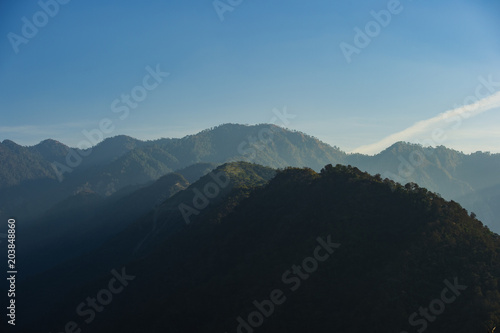 Wonderful green peaks of some mountains in Rishikesh, India