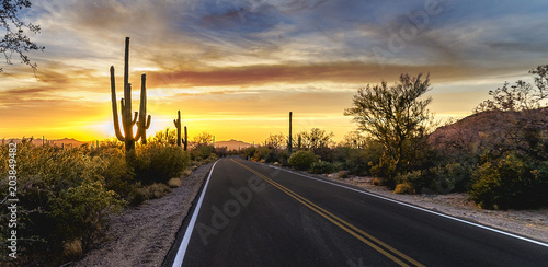 Arizona Desert Sunset Road photo