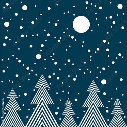 Night in forest vector seamless pattern.