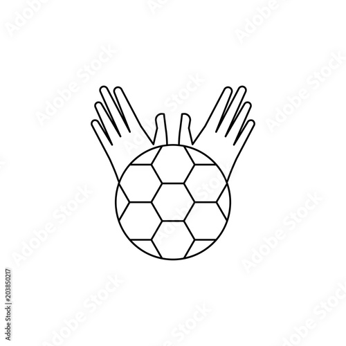 ball and goalkeeper's gloves icon. Element of soccer world cup 2018 for mobile concept and web apps. Thin line ball and goalkeeper's gloves icon can be used for web and mobile