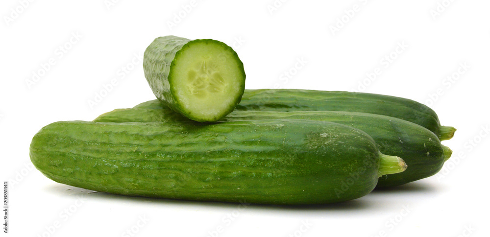 Ripe cucumber isolated on a white background. Ripe cucumber isolated on a white background.